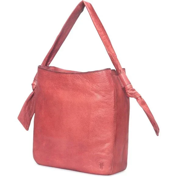 Nora Knotted Burgundy Leather Hobo Bag with Organizer and Magnetic Closure